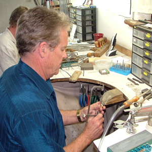 Qualified jewellers at work in our onsite workshop